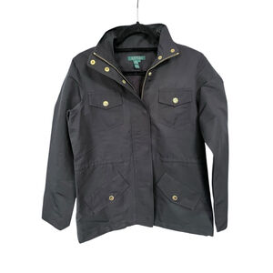 Lauren Ralph Lauren Women's Size Small Black Jacket Raincoat Gold Hardware Lined